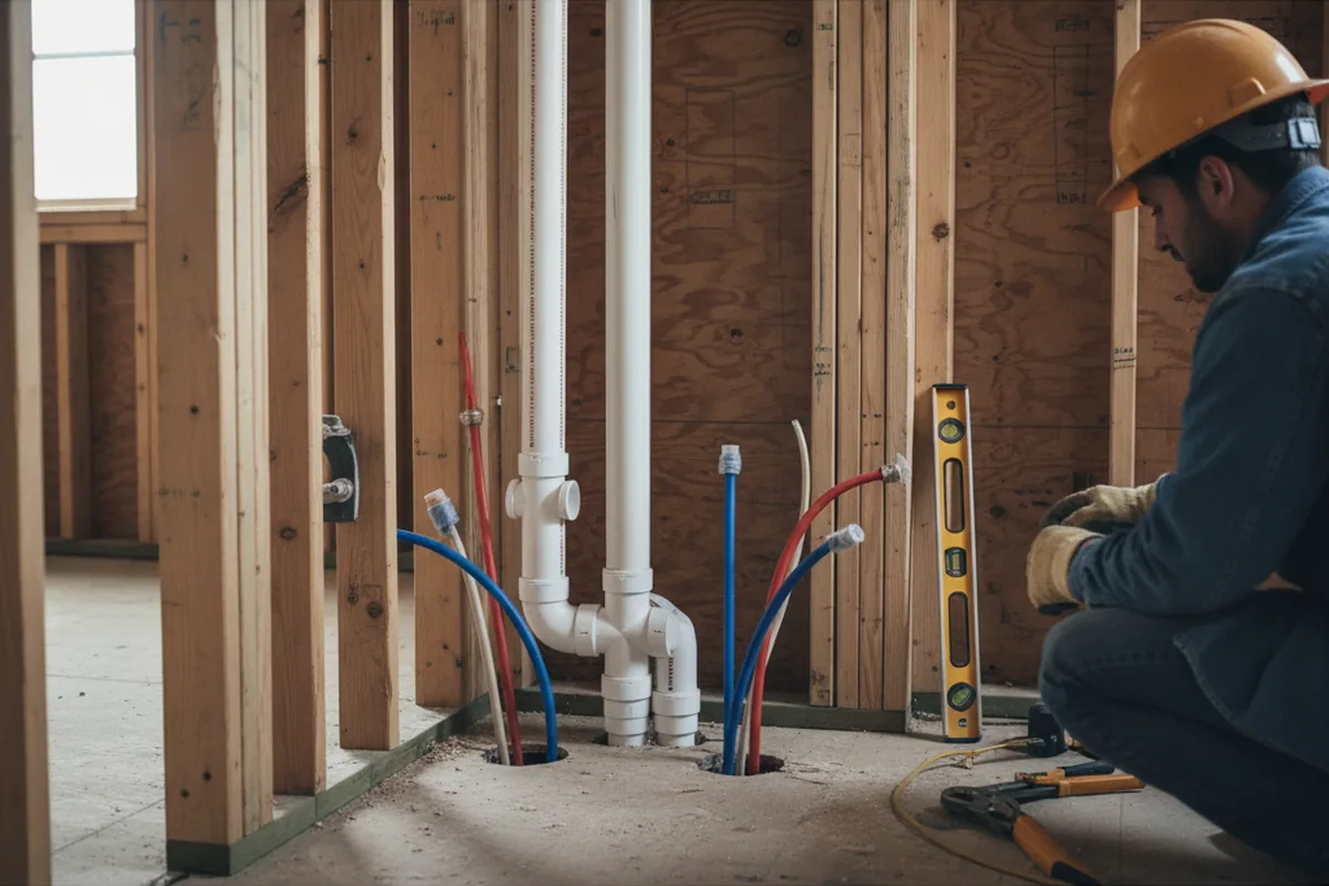 Drain and supply rough-in during Garbage Disposal Repair in Haven
