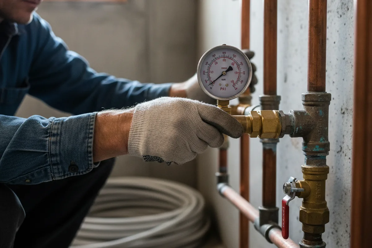 Pressure testing a repaired line during Water Line Repair in Haven